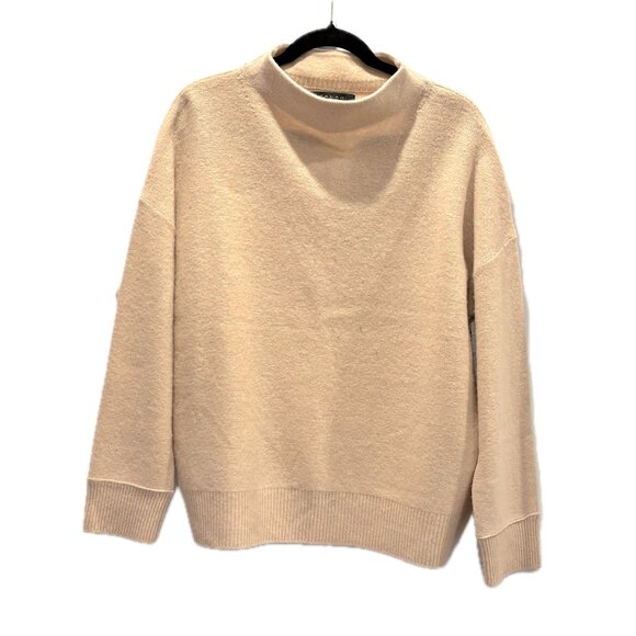😊TAHARI 100% Cashmere Sweater Ultra Soft Mock Neck Relaxed Fit Beige Wm Sz M - Picture 7 of 11